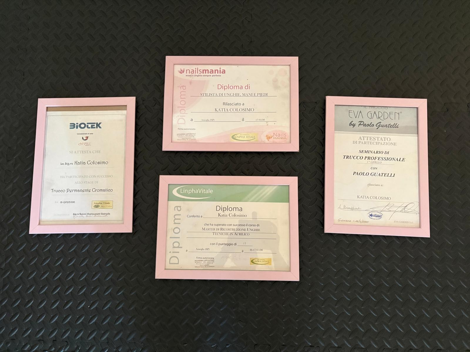 Diplomi Ufficiali Katia Colosimo Beauty KA Rapallo